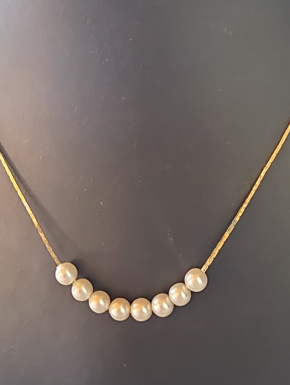 Vintage Gold Pearl Bar Necklace - Women Jewelry